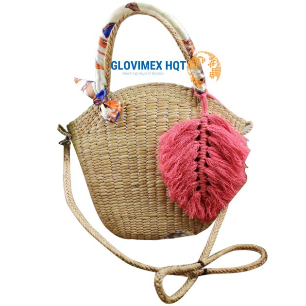 Feminine Handwoven Water Hyacinth Wicker Handbag Girl Fashion Purse Crossbody For Shopping And Summe