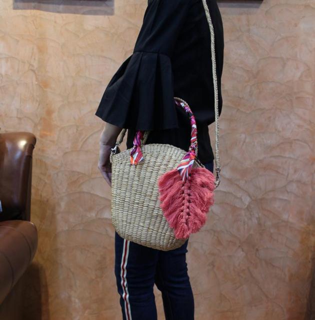 Feminine Handwoven Water Hyacinth Wicker Handbag