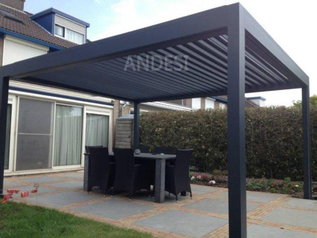 aluminum pergola with louver roof for outdoor living 