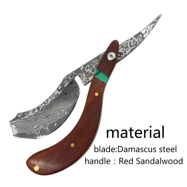 Damascus Steel Razor Folding Knife,High Quality,Best Gift wood Handle Straight Razor For Mans Barber