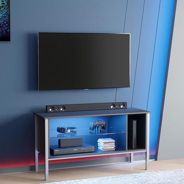 Gaming Entertainment Center with Storage Drawers and Shelves