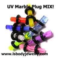Body Piercing Jewelry, UV Marble Plug Mix!