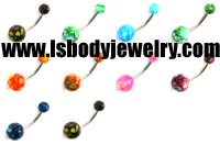 Body Piercing Jewelry, New Marble Ball Curved Barbell