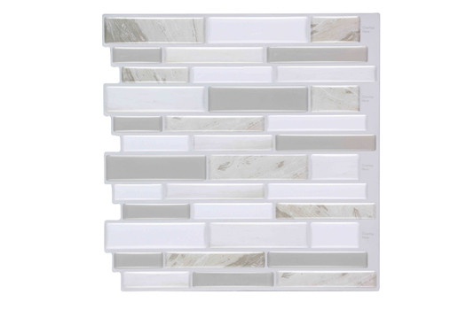 Peel and Stick Mist Grey Linear Mosaic Composite Vinyl Wall Tile