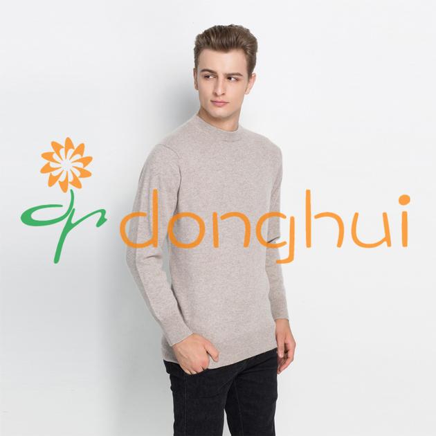 Good hand feel round neck knitted pure cashmere pullover sweater for men