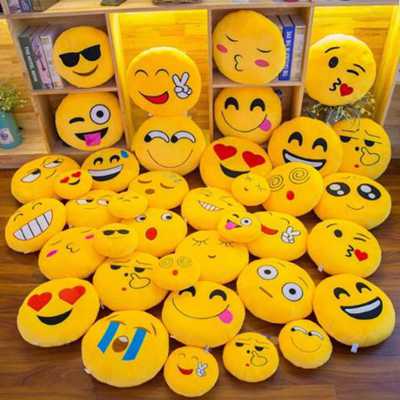 New Smiley Face QQ Emoji Pillows Soft Plush  Emoticon Round Cushion Home Decor Cute Cartoon Toy Doll