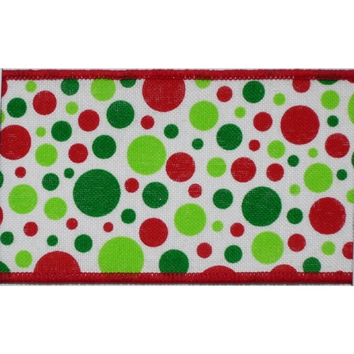 Colorful dots design Christmas Wired Edge Ribbon