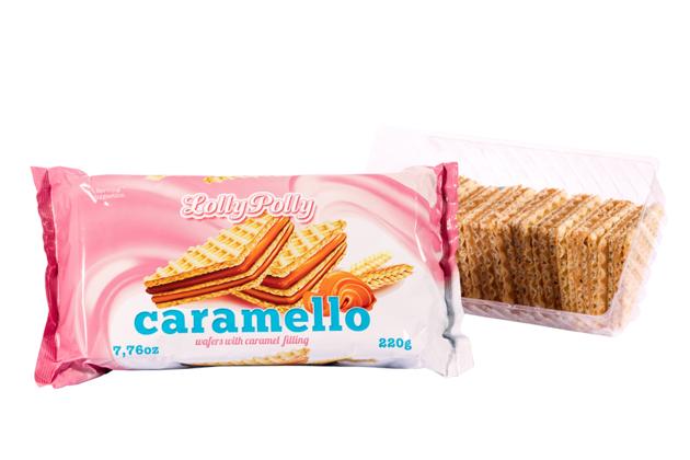 Wafers filled caramel and cocoa
