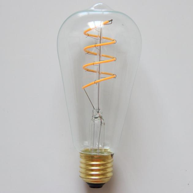 ST64 LED Soft filament bulb 230V Spiral Vintage edison filament lighting 4W