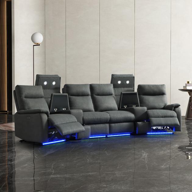 Manwah Cheers Multi Functional Theater Room Furniture, Fabric Movie Theater Chairs, Theater Furnitur