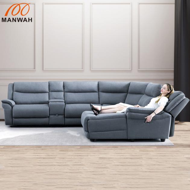 Popular Furniture Large Sectional Grey Corner Couch 5 Seater Reclining Fabric Living Room Sofa