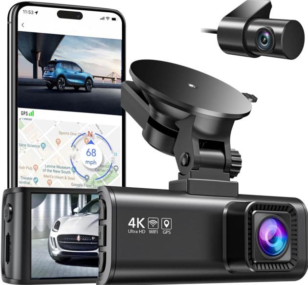 4K/2.5K Full HD Card Dash Camera for Cars, Built-in Wi-Fi GPS,Night Vision,Wide Angle Loop Recording