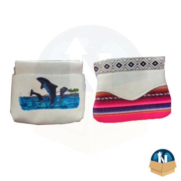 Sheepskin Purses With Fabric Applications And