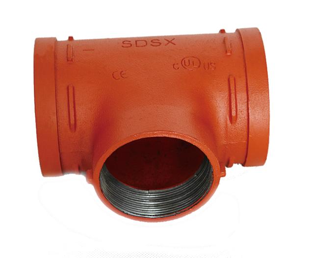 UL FM Ductile iron casting grooved pipe fittings female grooved tee