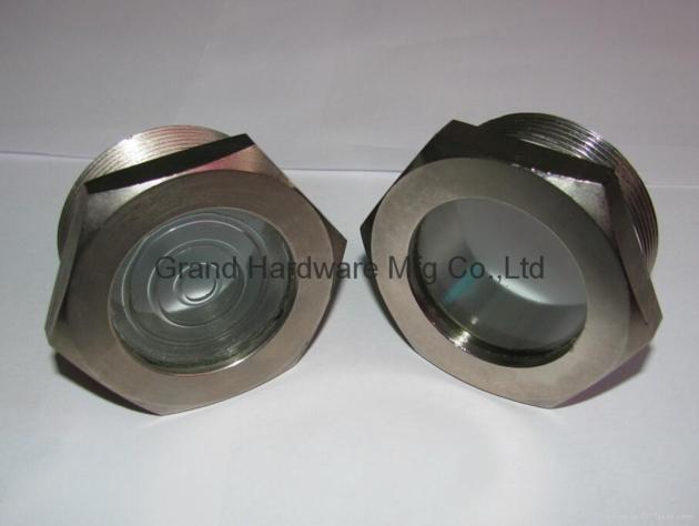 Threaded oil sight glass for refrigeration equipment