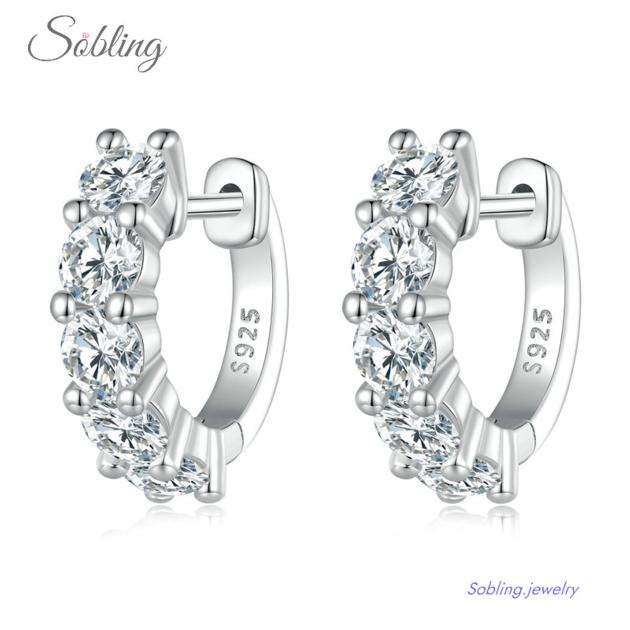 Sobling Round 2.0carat Moissanite 18K yellow gold color round Hoop Earrings by 925 sterling silver f