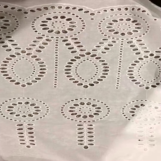 high quality african swiss geometric cotton lace fabric embroidered
