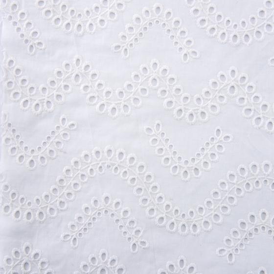 Custom Cotton Fabrics Embroidered White Fabric