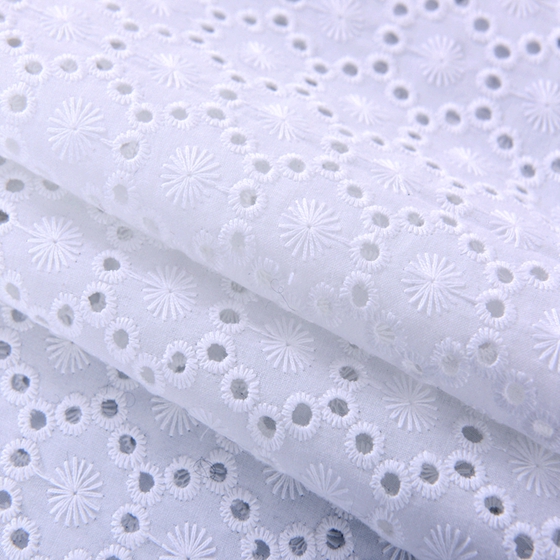 white 100% cotton swiss voile lace custom fabric embroidery