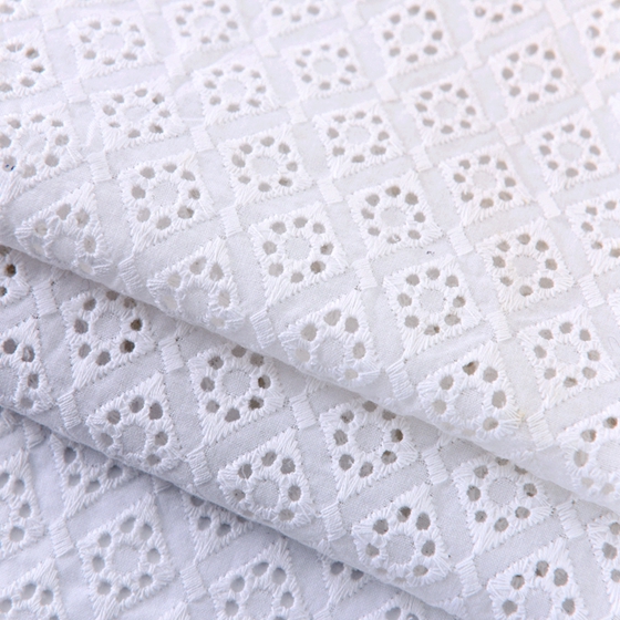 keqiao cotton fabric for dresses embroidered white cotton