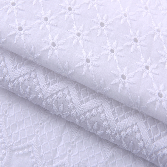 custom embroidered white cotton embroidery lace fabric