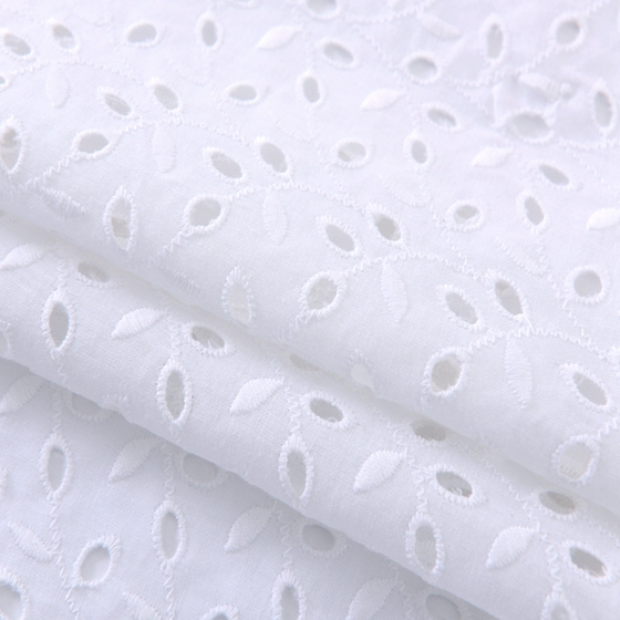 white cotton flower embroidery eyelet fabric