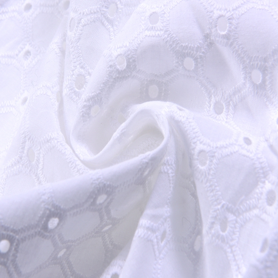 Embroidered Flower White Cotton Lace Fabric