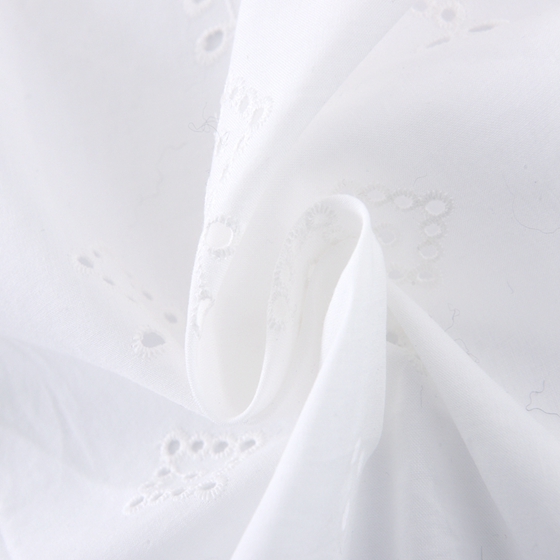 White Cotton Fabric Embroidered Fabrics For
