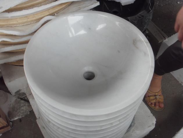Guangxi White Marble Simple Round Vessel Sink Round Wash Basin