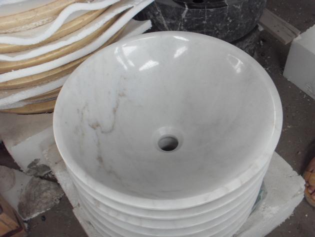 Guangxi White Marble Simple Round Vessel