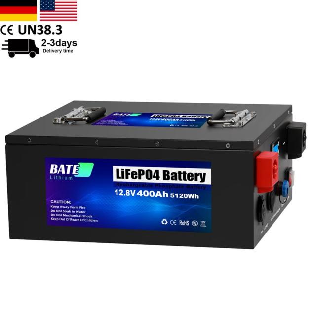 BATELITHIUM 12V 400Ah Lithium Iron Battery 5120Wh Built-in BMS for RV Solar System