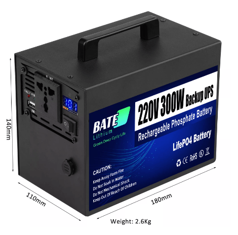 BATELITHIUM AC 220v Output 300w Portable Power Station Backup UPS for Outdoor Camper