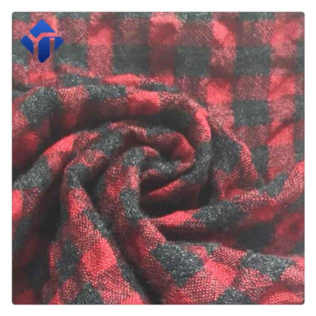 Fashion and popular wool viscose  plaid crepe fabric for clothing