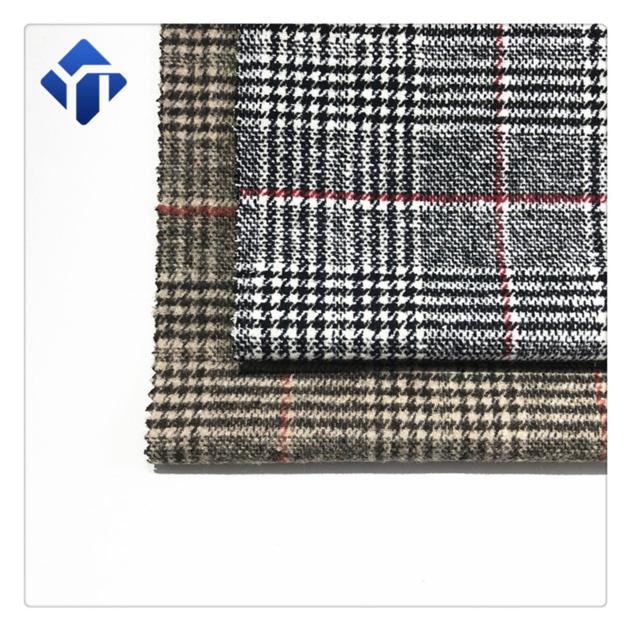 For casual dresses tartan wool polyester fabric price per meter wholesale plaid fabric