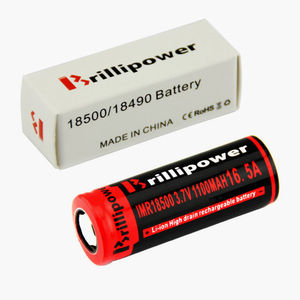 Brillipower Black IMR18500 1100 mAh 3.7V LI-MN Rechargeable Battery , BUTTON Top ,16.5A
