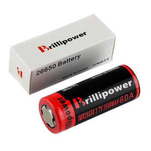 Brillipower Black IMR 26650 3500mAh 3.7V LI-MN Rechargeable Battery , BUTTON Top ,60A High