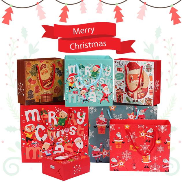Luxury gift packaging red christmas paper bag/christmas felt gift bag