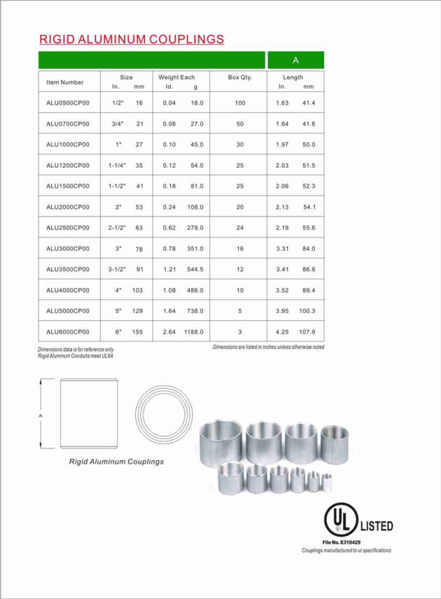 CUL Standard Rigid Aluminum Metal Conduit