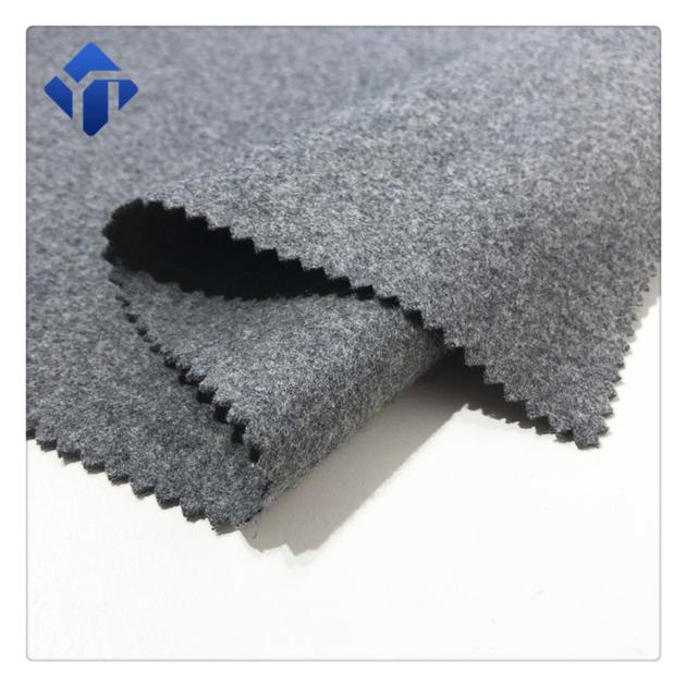 Fleece woolen yarn dyed woven grey melton fabric for clothing