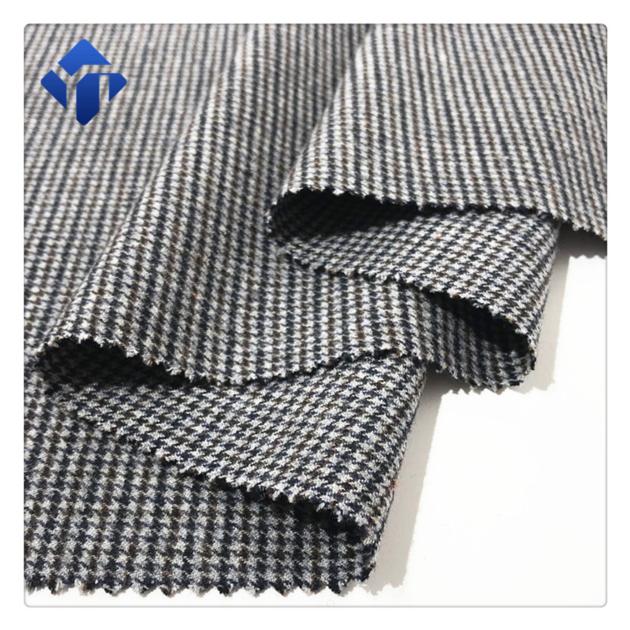 Flannel fabric mills wool polyester viscose blend houndstooth women fabric coat