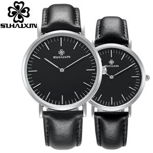 2017 watch men's luxury watches brand ultra thin black military leather couple quartz wristwatch Wat