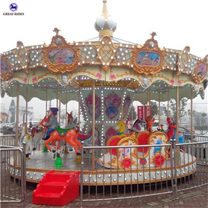 Amusement park attractions luxury electric 24 seats kids carousel horse merry go round rides