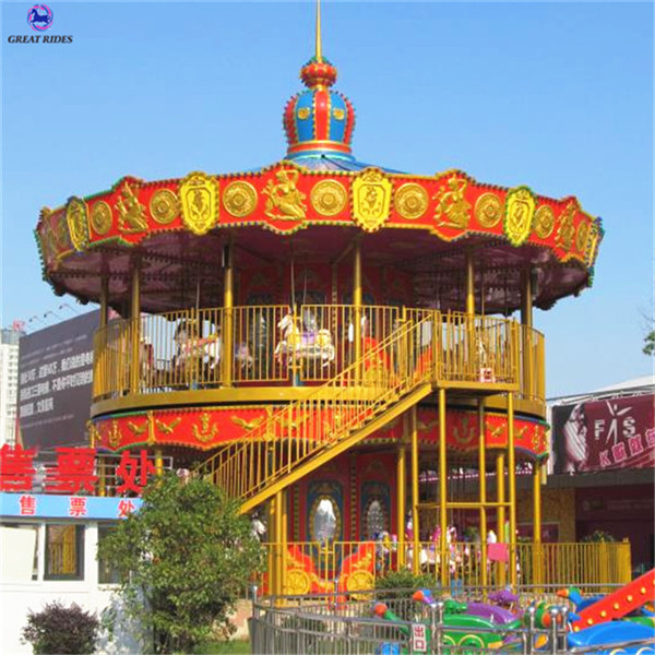 theme park attraction family amusement rides double decker 36 seats 56 seats carousel 