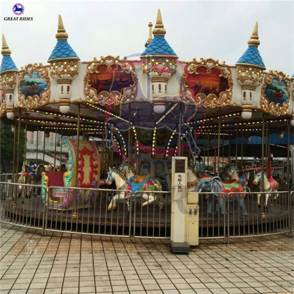 Chinese fairground attraction 36 seats deluxe carousel musical merry go round