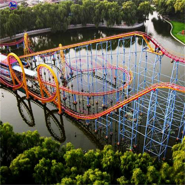 Manufacturer amusement park game machine thrill 24 seats big 4 loops roller coaster rides