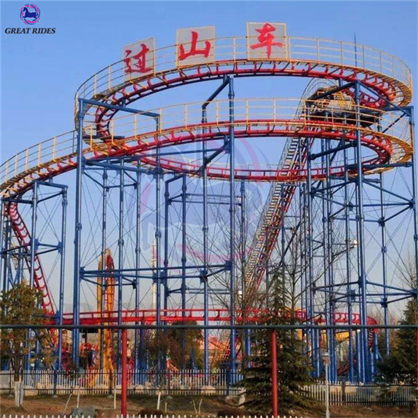 Thrilling amusement park equipment 4 cabins 16 seast big roller coaster rides for adults