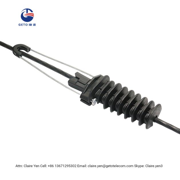 Plastic wedge anchoring tension deadend clamp