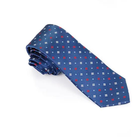 FN-023 Blue colour dotty design Men's Silk 100% Handmade Silk Tie 100% Woven Silk Tie
