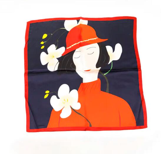 FN-078 fashion ladies customsantin silk fabric printing ladies scarves