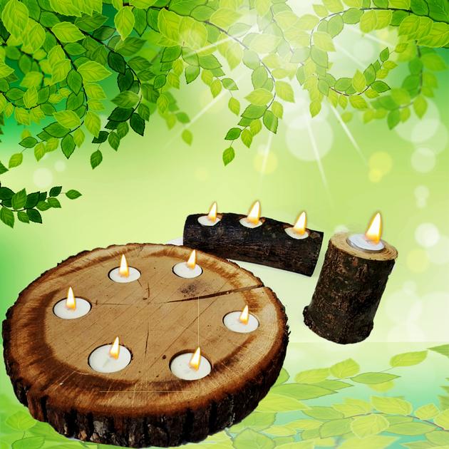 Candles in Wooden Holders